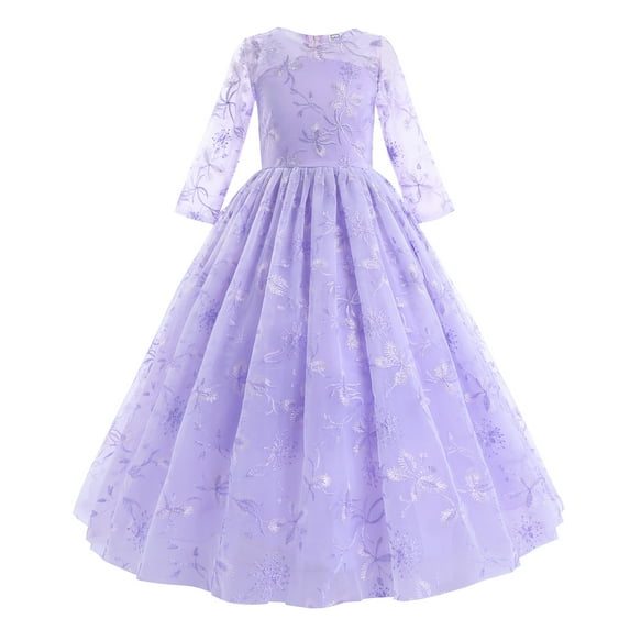 IDOPIP Flower Girls Vintage Lace Dress Floral embroidered Tulle Tutu Dress Wedding Party Gown