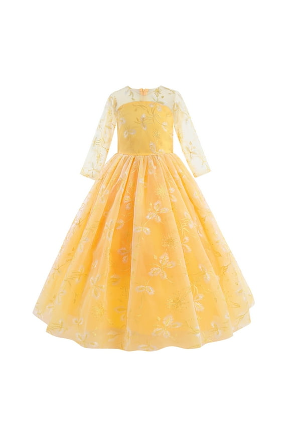 Flower Girls Vintage Lace Dress Floral embroidered Tulle Tutu Dress Wedding Party Gown