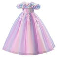 thumbnail image 1 of IDOPIP Girls Formal Dress Kids Party Ball Gown Daughter Dance Dresses Sparkly Round Neck Lace Tiered Tulle Flower Girl Dress 5-6 Years, 1 of 7