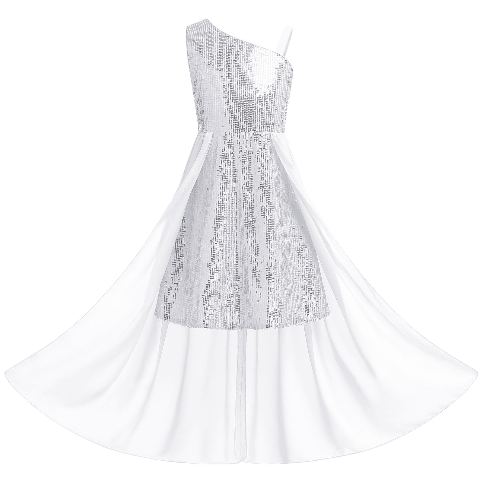 IDOPIP Girls Sequin Dress One Shoulder Birthday Party Prom Dresses Sparkly  Pageant Graduation Dresses - Walmart.com