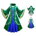 thumbnail image 1 of IDOPIP Halloween Sanderson Sisters Costume Kids Girls Sarah Mary Winifred Witch Dress with Cape Fancy Dress up Cosplay Suit for Photo Shoot Party 8-9 Years Green Floral, 1 of 10