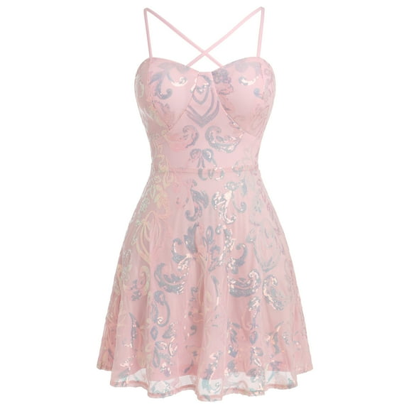 IDOPIP Homecoming Dress for Teens Spaghetti Straps Sequins Short Prom Dress Backless Party Mini Dresses