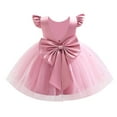 thumbnail image 1 of IDOPIP Infant Baby Girls Wedding Flower Girl Dress Satin Pearls Tulle Tutu Dress Bowknot V Back Pageant Party Princess Birthday Formal Dresses 12-18 Months Dusty Pink, 1 of 6
