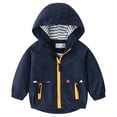thumbnail image 1 of IDOPIP Kids Boys Summer Lightweight Waterproof Hooded Jacket with Pockets Toddler Fall Windbreaker Outfits Zip Up Thin Outwear Coats 18-24 Months Blue, 1 of 12