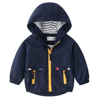 IDOPIP Kids Boys Summer Lightweight Waterproof Hooded Jacket with Pockets Toddler Fall Windbreaker Outfits Zip Up Thin Outwear Coats 18-24 Months Blue