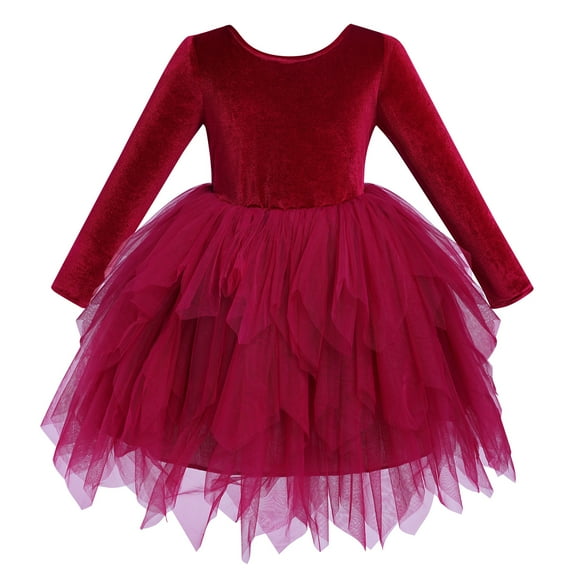 IDOPIP Toddler Girls Velvet Tulle Tutu Dress Long Sleeve Bowknot Christmas Dress Fall Winter Dresses