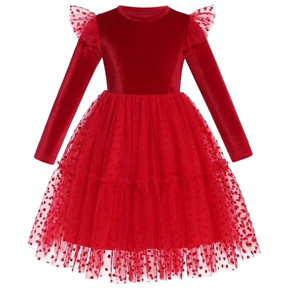 IDOPIP Toddler Girls Velvet Tutu Dress Sparkle Star Sequins Tulle Christmas Party Fall Winter Dresses
