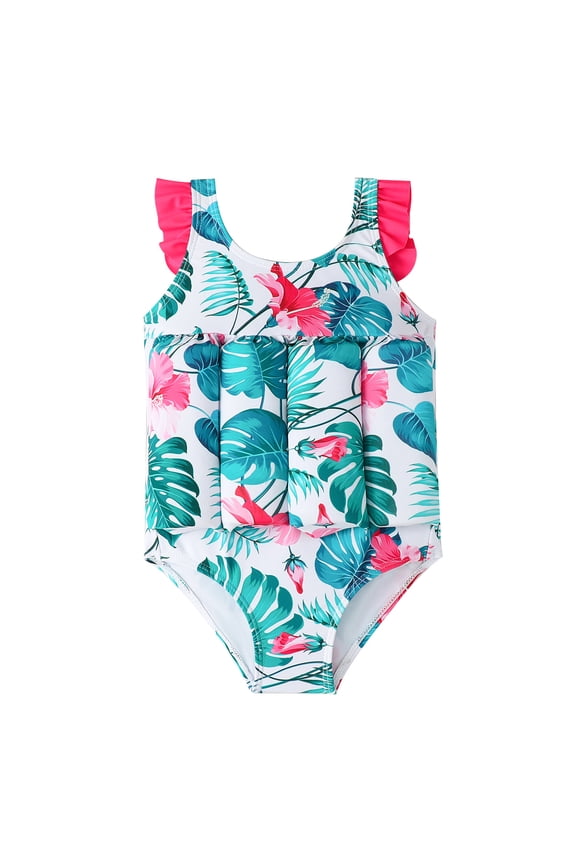 Kids Girls Floatation Swimsuit with Adjustable Buoyancy Baby Float Bathing Suit Swimwear