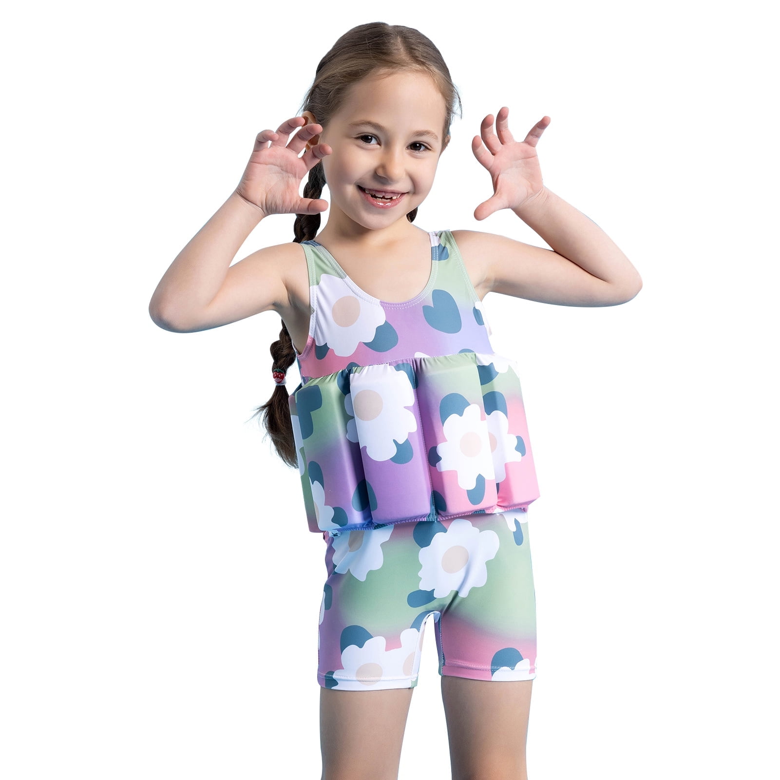 IDOPIP Kids Girls Floatation Swimsuit with Adjustable Buoyancy Baby ...