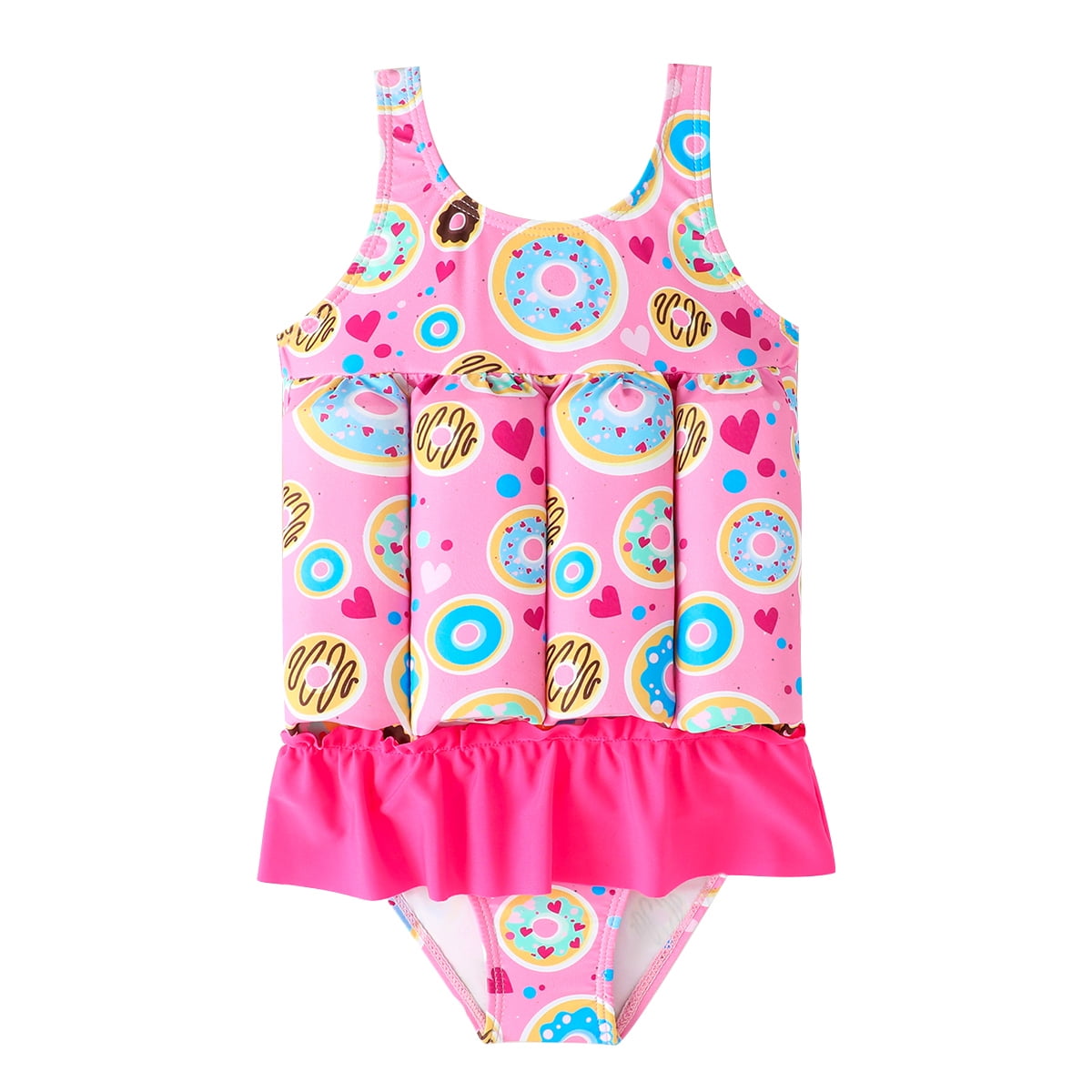 IDOPIP Kids Girls Floatation Swimsuit with Adjustable Buoyancy Baby Float Bathing Suit Swimwear