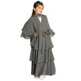 thumbnail image 1 of IDOPIP Kids Girls Muslim Chiffon Abaya Open Front Cardigan Modest Dress with Hijab Middle East Arabian Robe, 1 of 8