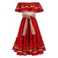 thumbnail image 1 of IDOPIP Kids Girls Traditional Mexican Dress Cinco De Mayo Fiesta Ribbon Ruffle Drape Party Dresses, 1 of 8