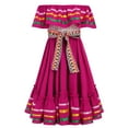 thumbnail image 1 of IDOPIP Kids Girls Traditional Mexican Dress Cinco De Mayo Fiesta Ribbon Ruffle Drape Party Dresses, 1 of 8