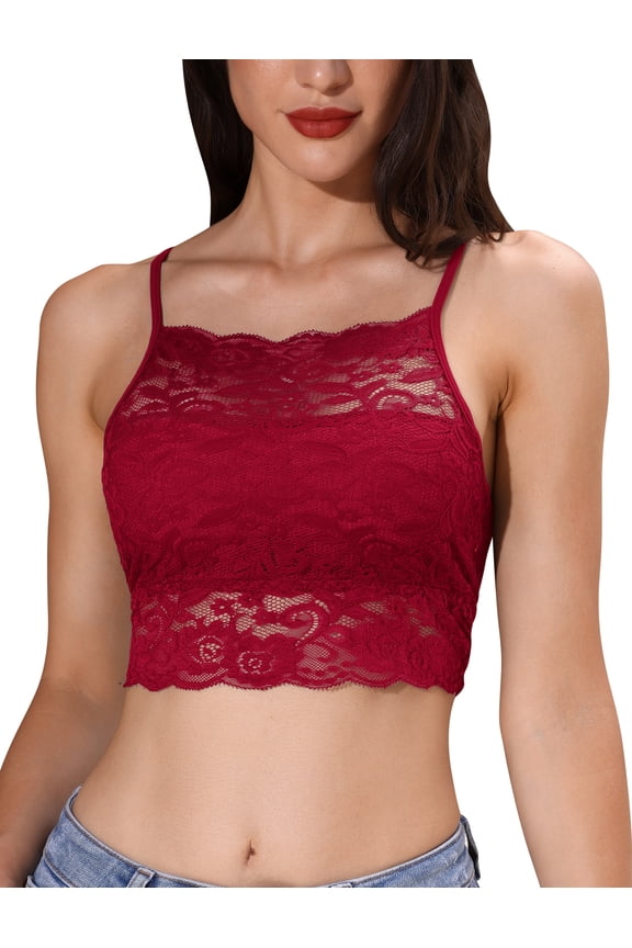 Lace Bralette for Women Spaghetti Strap Keyhole Cutout Back Sheer Camisole Tanks Going Out Tops S-3XL