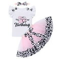 thumbnail image 1 of IDOPIP Ladybug Cow Bee 1st Birthday Outfit for Baby Girls Flutter Sleeves Romper Tutu Skirt Headband, 1 of 9