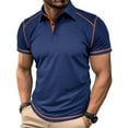 thumbnail image 1 of IDOPIP Men's Color Block Polo Shirts Classic Button Basic Short Sleeve Shirt Golf Stylish Tops, 1 of 7