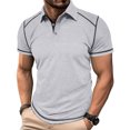 thumbnail image 1 of IDOPIP Men's Color Block Polo Shirts Classic Button Basic Short Sleeve Shirt Golf Stylish Tops, 1 of 5