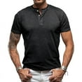 thumbnail image 1 of IDOPIP Mens Henley Short Sleeve Shirt Cotton Casual Shirt Summer Basic T Shirt L Navy Blue, 1 of 9