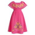 thumbnail image 1 of IDOPIP Mexican Dress for Girls Off-Shoulder Sunflower Print Drape Traditional Fiesta Ethnic Dresses, 1 of 8