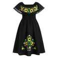 thumbnail image 1 of IDOPIP Mexican Dress for Girls Off-Shoulder Sunflower Print Drape Traditional Fiesta Ethnic Dresses, 1 of 8