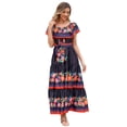 thumbnail image 1 of IDOPIP Mexican Print Dress for Women Off Shoulder Floral Long Maxi Dress 3XL Black & Floral, 1 of 9