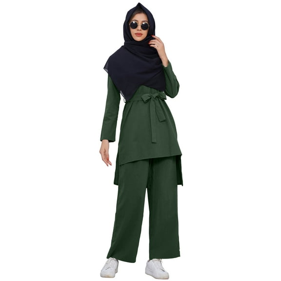 IDOPIP Muslim Abaya Dress for Women Long Sleeve Maxi Modest Dresses Middle East Islamic Arabian Robe