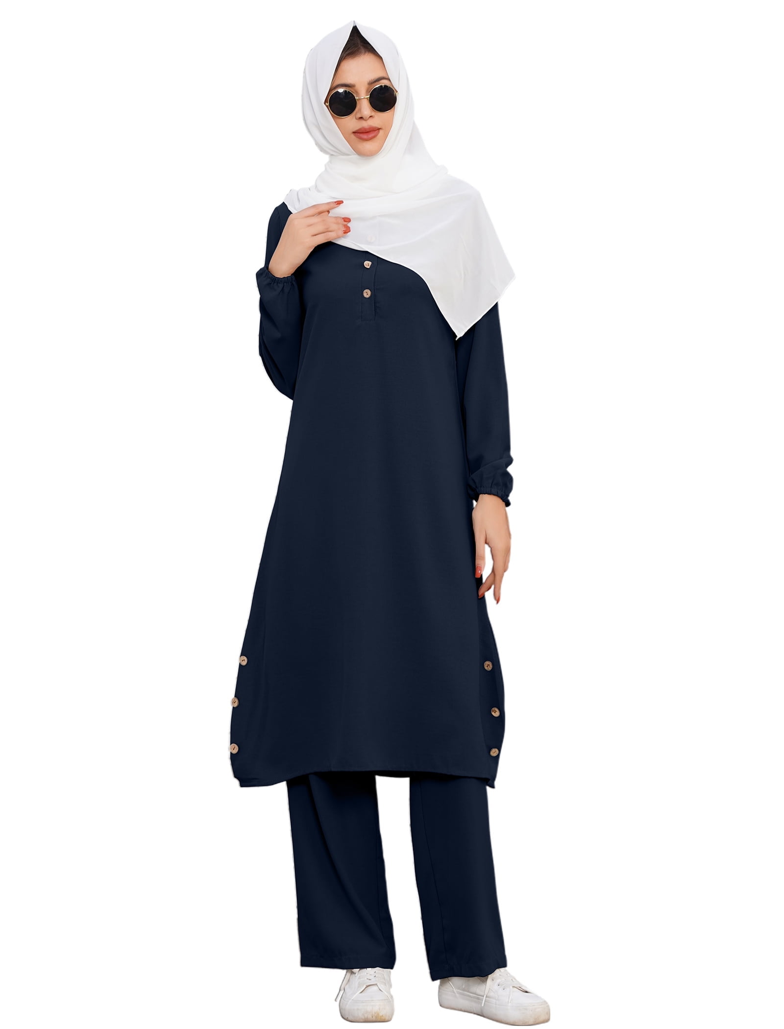 Modest Muslim Woman's Long sleeve Slip Abaya - Grey main image 1