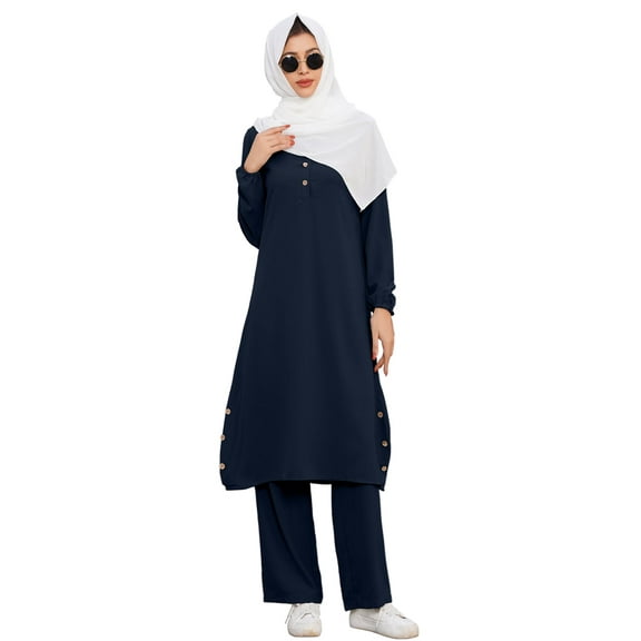 IDOPIP Muslim Abaya Dress for Women Long Sleeve Maxi Modest Dresses Middle East Islamic Arabian Robe
