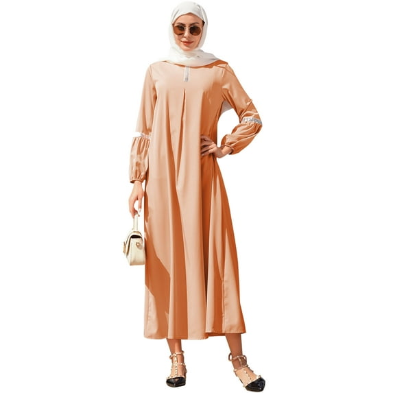 IDOPIP Muslim Abaya Hijab Dress for Women Sequin Islamic Prayer Dress One Piece Dubai Islamic clothes