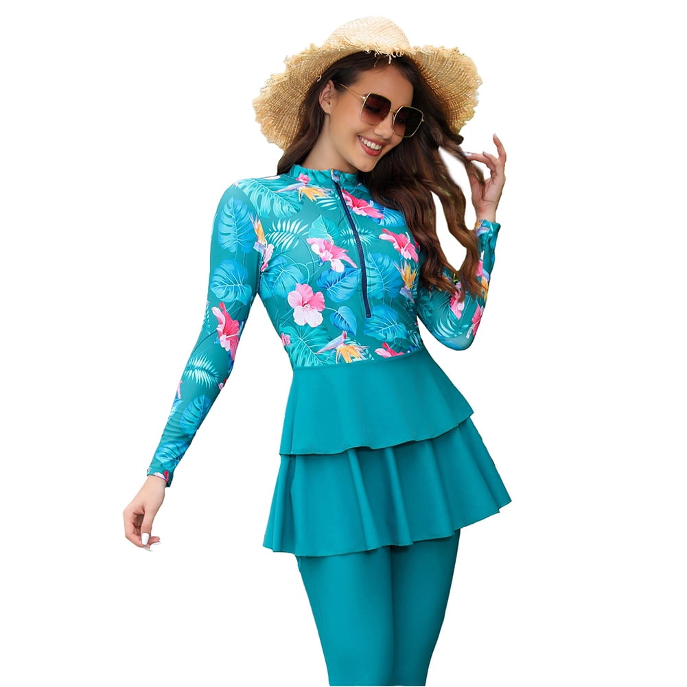 IDOPIP Muslim Swimsuits for Women Burkini Bathing Suits Long