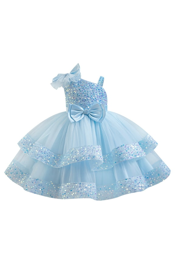 Pageant Dresses for Girls Sequin Toddler Tiered Tulle Tutu Prom Dress Wedding Birthday Formal Gown 1-8Y