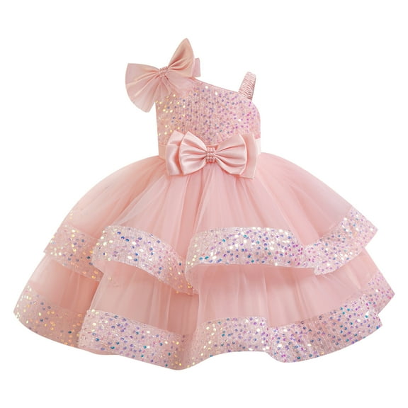 IDOPIP Pageant Dresses for Girls Sequin Toddler Tiered Tulle Tutu Prom Dress Wedding Birthday Formal Gown 1-8Y