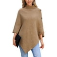 thumbnail image 1 of IDOPIP Poncho Sweater for Women Casual Trendy Baggy Cape Sweater Khaki Cozy Knitting Crochet Pullover Size F 2025, 1 of 7