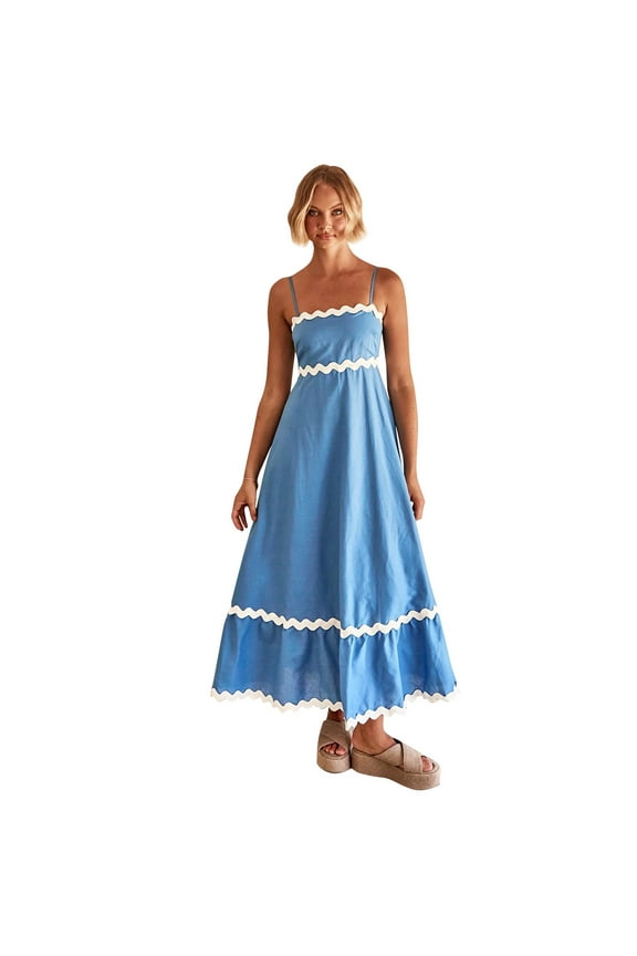 Summer Casual Dress for Women Elegant Spaghetti Straps Smocked Sundress
