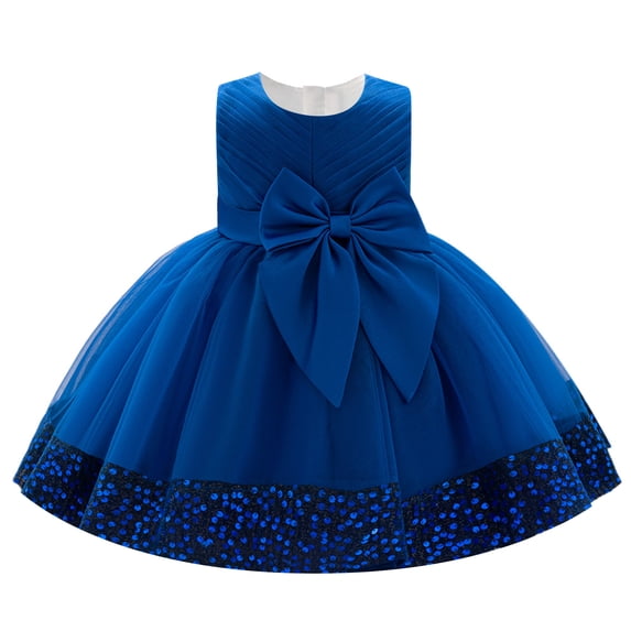 IDOPIP Toddler Baby Flower Girl Dress Sequin Bowknot Tulle Ruffle Tutu Party Dress 6M-3T Pageant Wedding Guest Pageant Dress Baby Birthday Princess Communion Formal Ball Gown