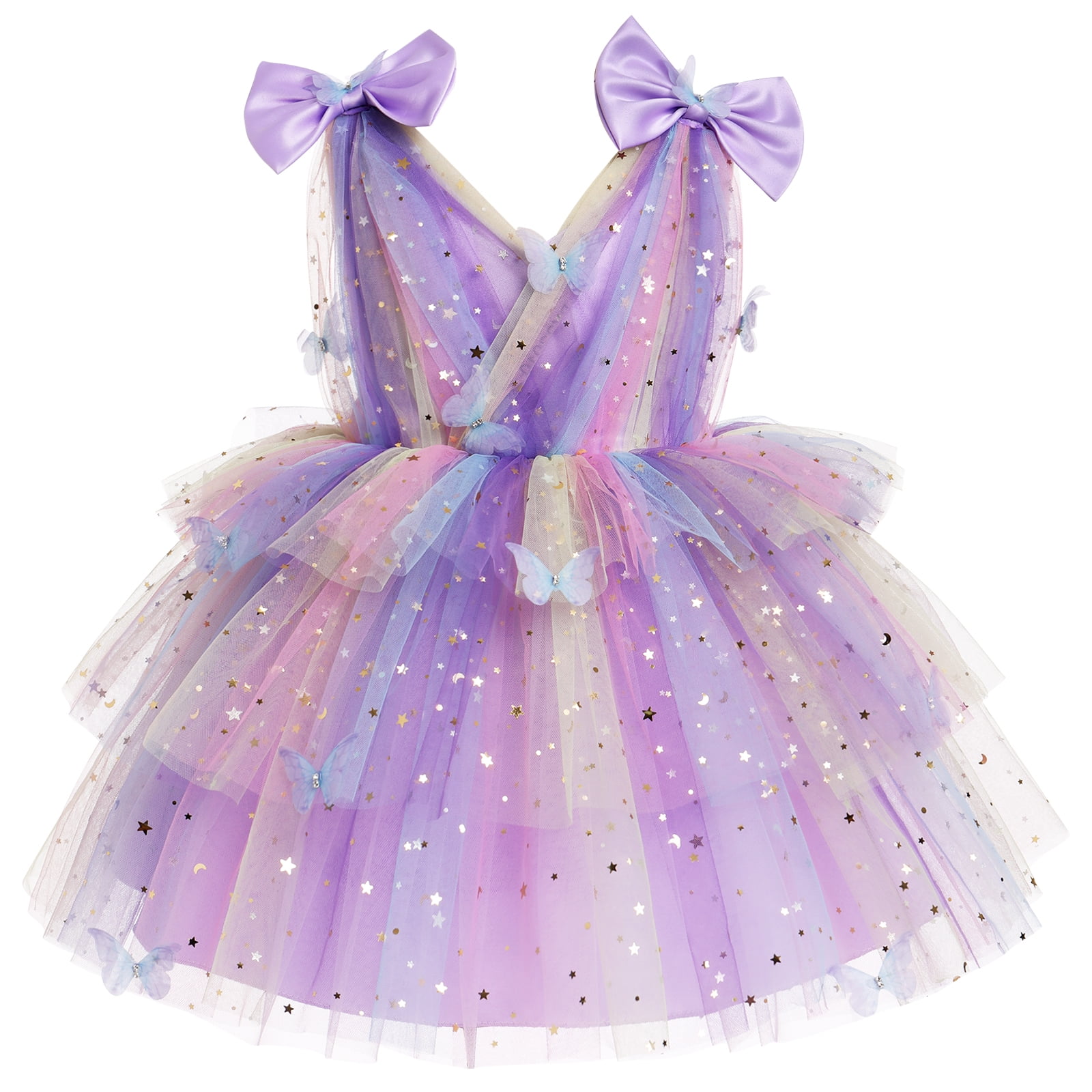 IDOPIP Toddler Baby Girls Butterfly Birthday Dress 3D Butterfly Wedding ...