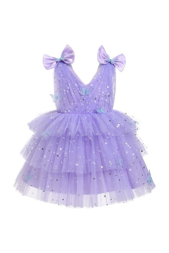 Toddler Baby Girls Butterfly Birthday Dress 3D Butterfly Wedding Party Ruffle Tutu Dresses
