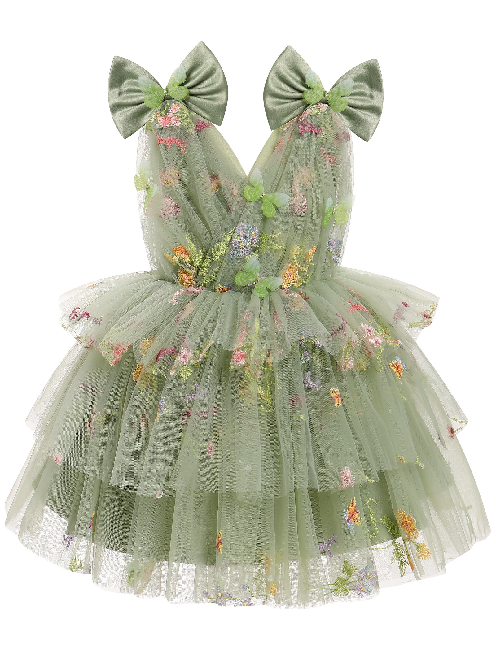 Babyhug Woven Sleeveless Party Dress with 3D Butterfly Applique - Peach