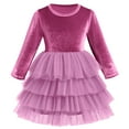 thumbnail image 1 of IDOPIP Toddler Baby Girls Christmas Velvet Dress Long Sleeve Ruffle Tulle Princess Dress, 1 of 9