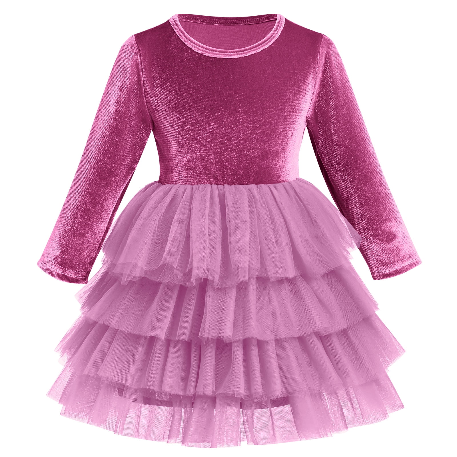 IDOPIP Toddler Baby Girls Christmas Velvet Dress Ruffle Tulle Gown Fall ...