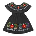 thumbnail image 1 of IDOPIP Toddler Baby Girls Floral Embroidered Mexican Dress Ethnic Wear Off-Shoulder Sundress 18-24 Months,Black, 1 of 8