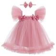 thumbnail image 1 of IDOPIP Toddler Baby Girls Sequins Bow Tie Tutu Dress Rainbow Ruffle Tulle Princess Dress with Headband, 1 of 7