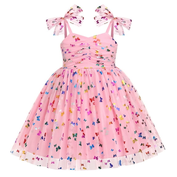 IDOPIP Toddler Baby Girls Tutu Dress Birthday Party Princess Dresses Floral Sequin Tulle Sundress
