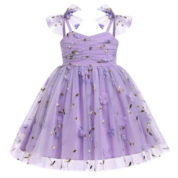 IDOPIP Toddler Baby Girls Tutu Dress Birthday Party Princess Dresses Floral Sequin Tulle Sundress