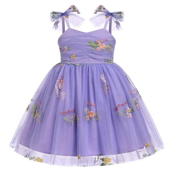 IDOPIP Toddler Baby Girls Tutu Dress Birthday Party Princess Dresses Floral Sequin Tulle Sundress for 6M-6Y