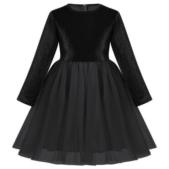 IDOPIP Toddler Baby Girls Velvet Tutu Dress Long Sleeve Christmas Party Wedding Dresses Fall Winter Clothes