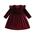 thumbnail image 1 of IDOPIP Toddler Baby Girls Velvet Tutu Dress Ruffle Long Sleeve Princess Pageant Party Wedding Dresses Fall Winter Clothes Infant Kids Birthday Holiday Playwear Dresses Outfits, 1 of 9