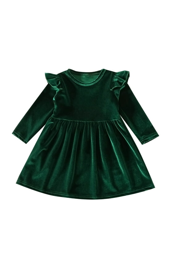 Toddler Baby Girls Velvet Tutu Dress Ruffle Long Sleeve Princess Pageant Party Wedding Dresses Fall Winter Clothes Infant Kids Birthday Holiday Playwear Dresses Outfits