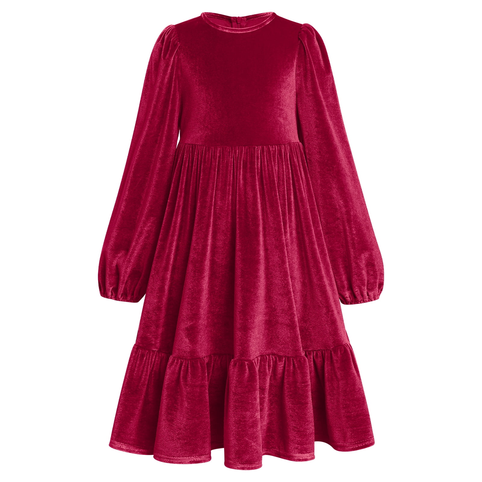IDOPIP Toddler Girl Vintage Velvet Dress Wedding Christmas Party Dress