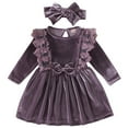 thumbnail image 1 of IDOPIP Toddler Girl Vintage Velvet Dress Wedding Christmas Party Dress Long Sleeve Fall Winter Clothes, 1 of 7